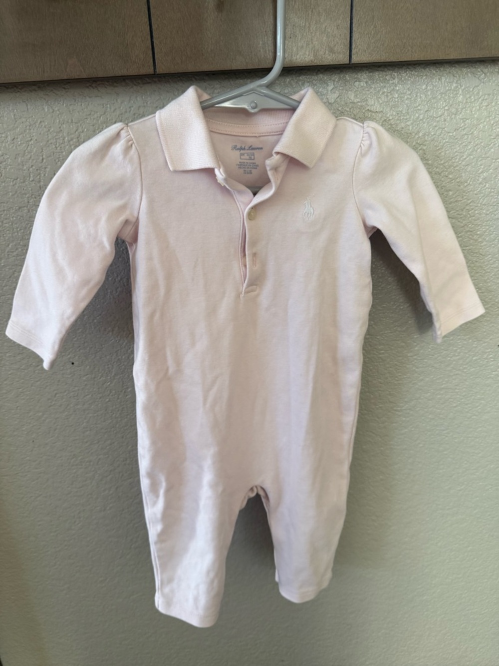 Ralph Lauren Light Pink Polo-Style Footie One-Piece